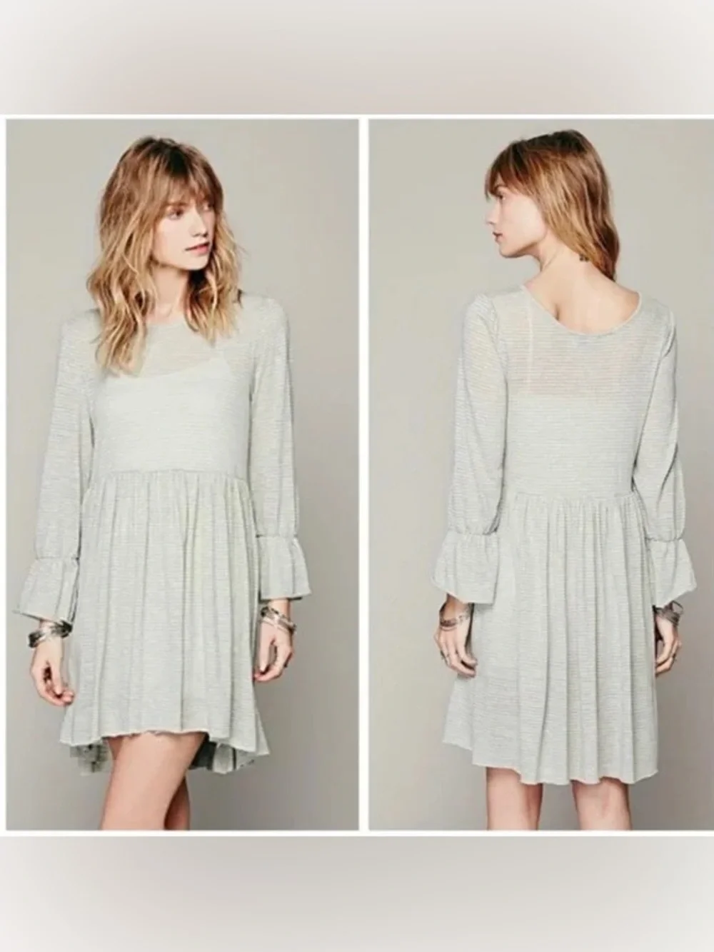 Free People FP Beach Jess Striped Knit Mini Dress Tunic Size M